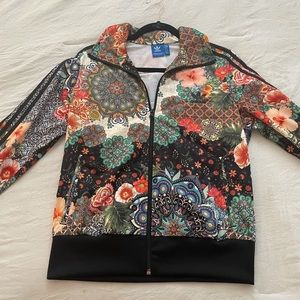 Adidas floral zip up